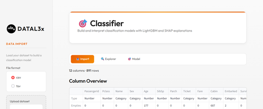 Classifier screenshot