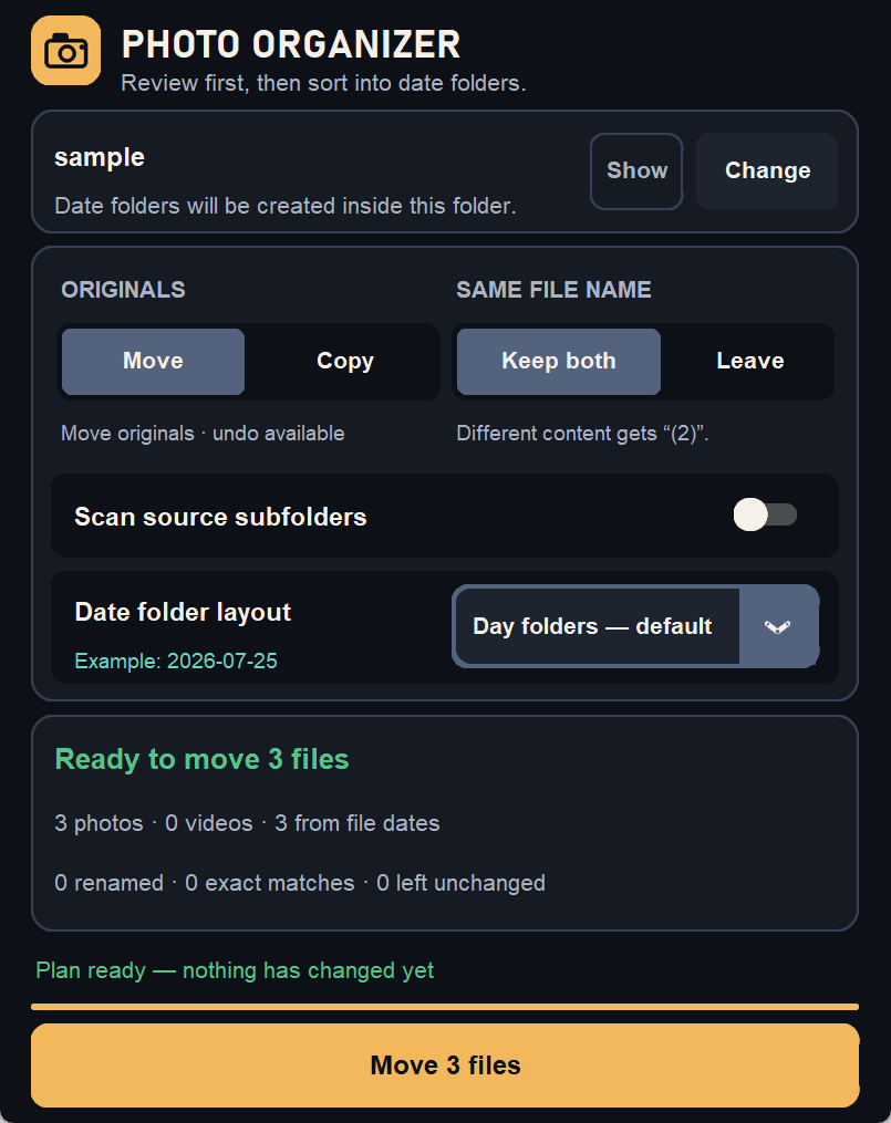 Photo Organizer 2.1.0 four-layout interface